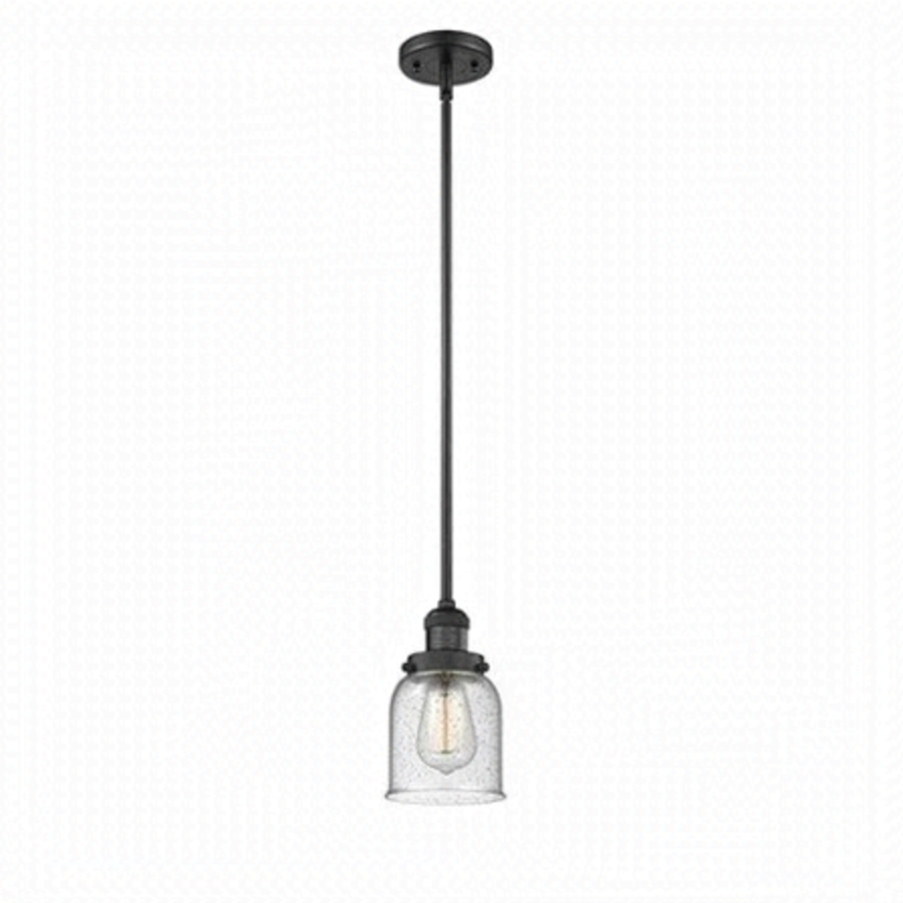 Innovations Light Small Bell Mini Pendant in Matte Black/Seedy‎ 201C-BK-G54